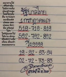 เลขเด็ด 1 ก.ค. 67